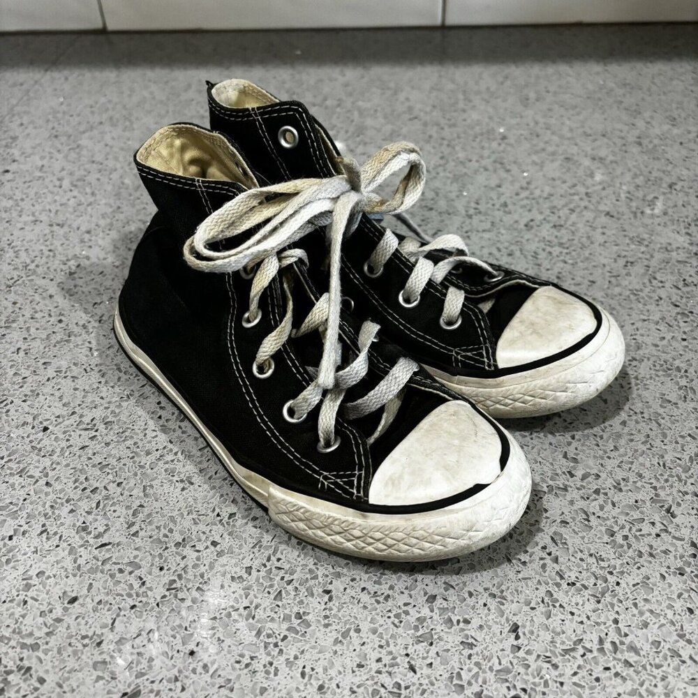 Converse All Star Black Canvas High Top Sneakers Size 1 Boys